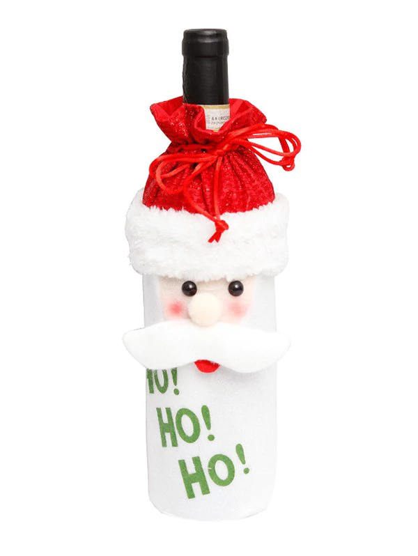 Christmas Cartoon Decorations Fuzzy Wine Bottle Cover