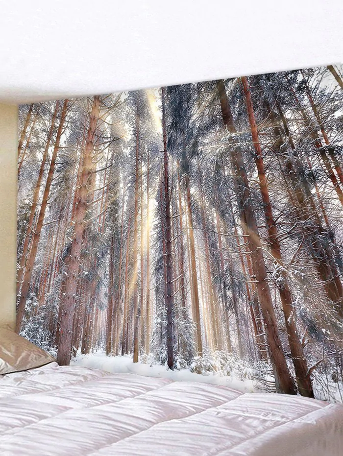 Snowy Forest Printed Waterproof Wall Tapestry