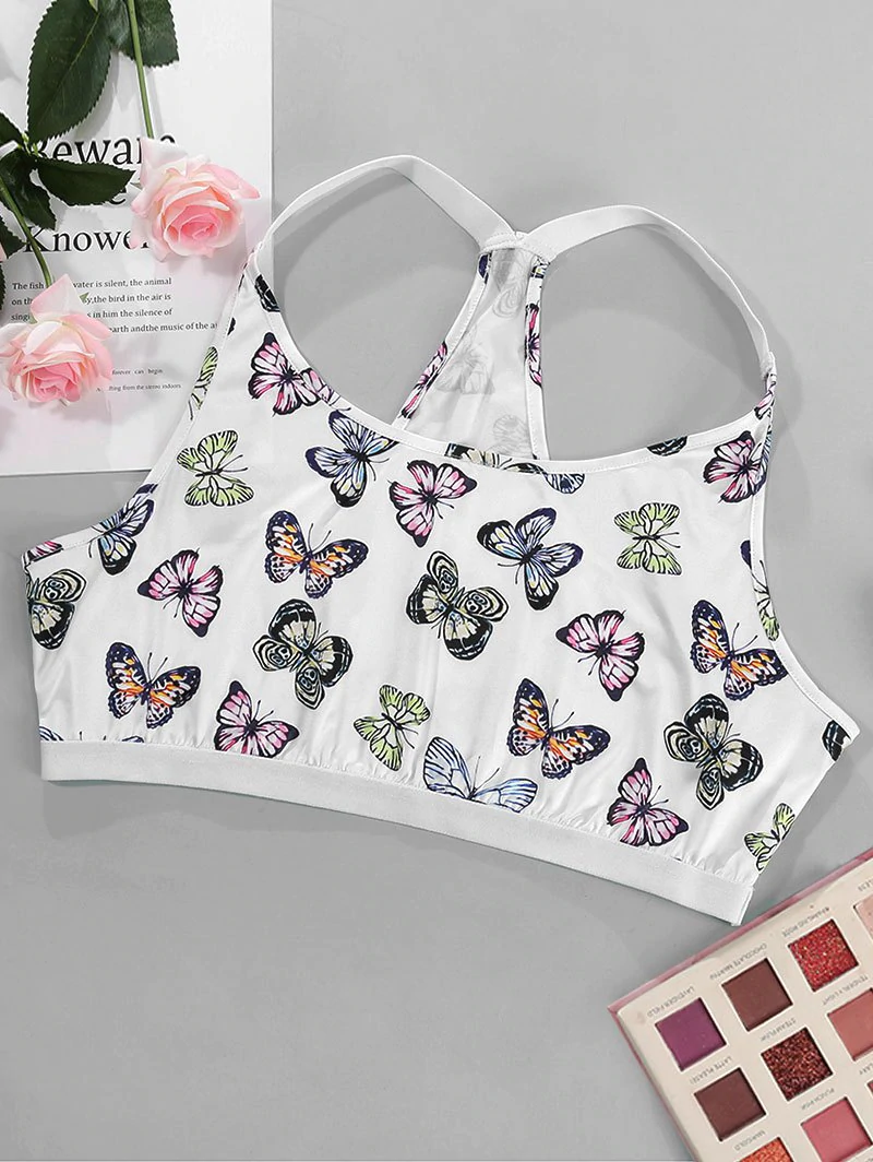 Plus Size Butterfly Print Racerback Top