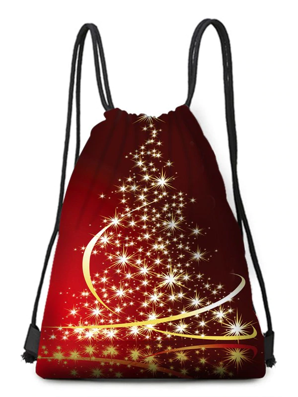 Starry Christmas Tree Digital Print Cinched Bag