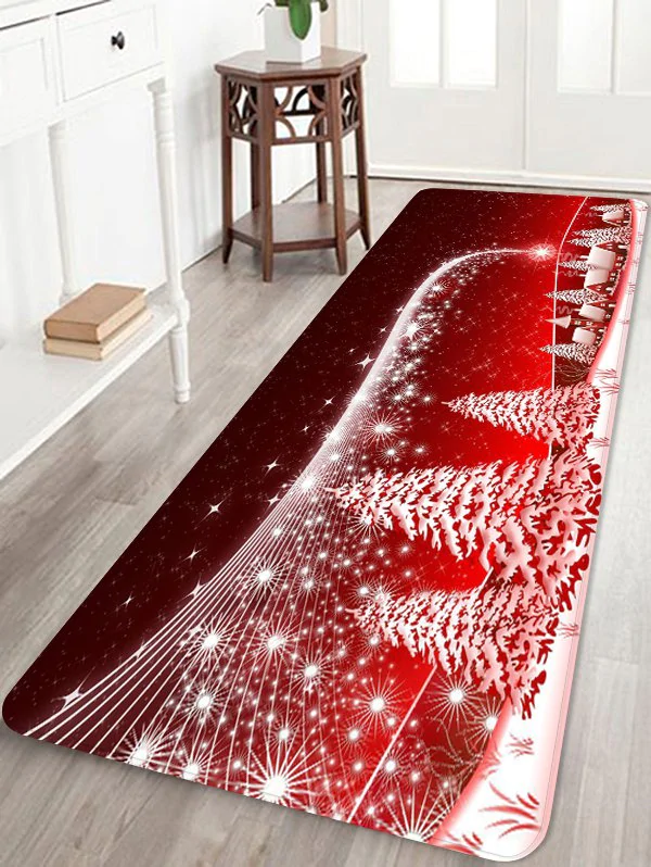 Starry Christmas Tree Print Floor Mat